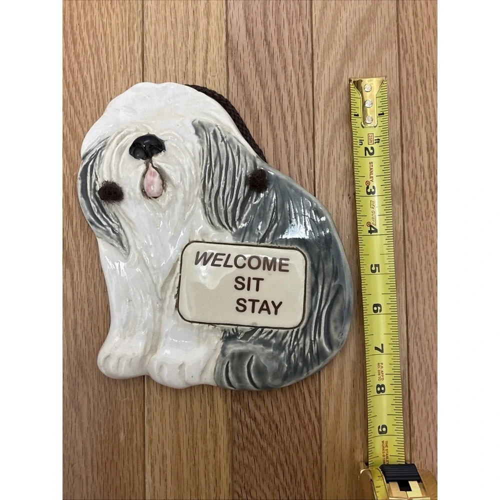 Vintage Smokey Mountain Pottery Shaggy Dog‎ Ceramic Wall Art Hanging Plaque